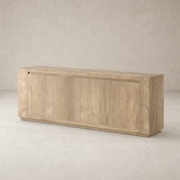 Biscay Sideboard in whitewash rustic wormwood oak with a sleek, modern design.