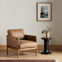 Soleil Chair in Palermo Drift with a modern design and warm leather finish.
