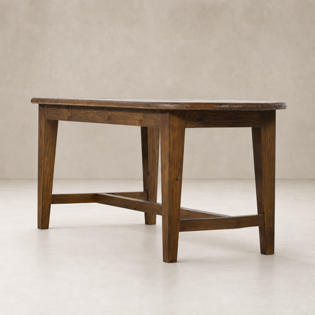 Savona Dining Table in waxed pine features a sturdy design with a smooth finish.