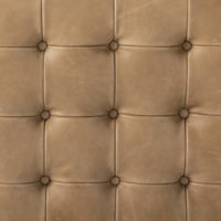 Hudson Cocktail Ottoman in Palermo Drift featuring soft, tufted leather texture.