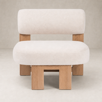 Isla Chair in Piermont Oyster with rounded edges and natural wood base.