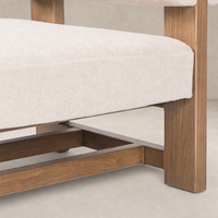 Isla Chair in Piermont Oyster featuring soft upholstery and sturdy wooden frame.