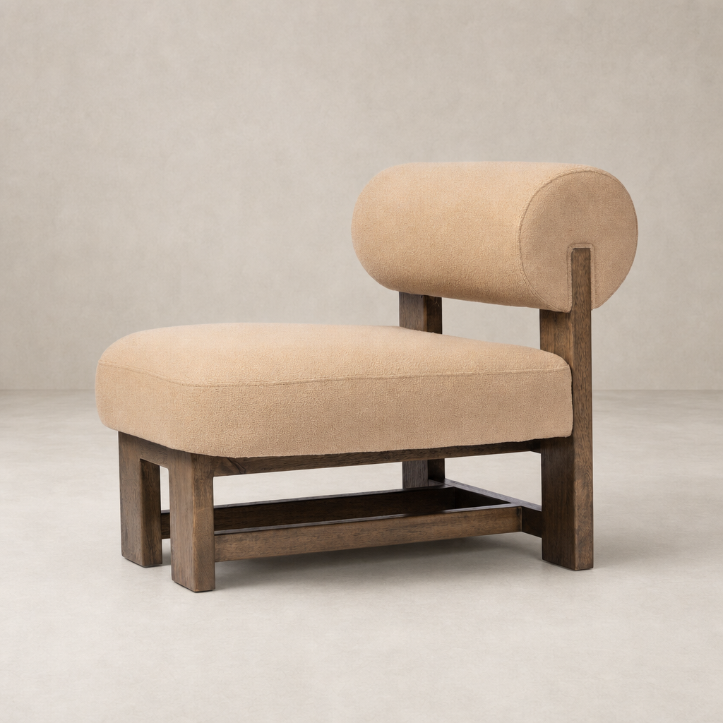 Isla Chair in Piermont Sand features a modern design with plush upholstery and sturdy wood base.