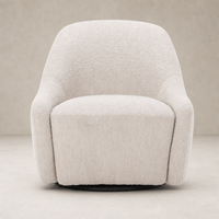 Rose Swivel Chair in Knoll Sand featuring a soft, rounded silhouette and textured fabric.