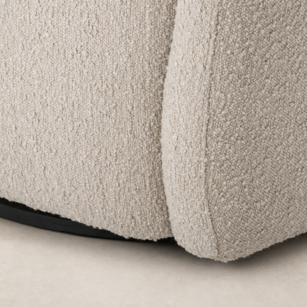 Knoll Sand fabric texture of the Rose Swivel Chair showcasing soft, inviting feel.