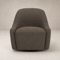 Rose Swivel Chair in Knoll Clay with a soft, textured finish and a modern silhouette.