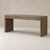Rustic Grey Zinnia Desk featuring a sleek, modern design with subtle drawer details.