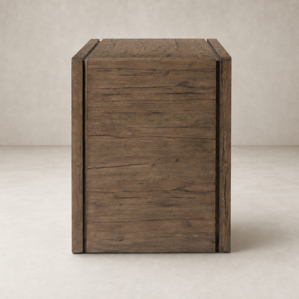 Rustic Grey Zinnia Desk featuring a sleek, modern design with textured wood finish.