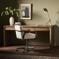 Rustic grey Zinnia desk with smooth finish and built-in storage drawer.