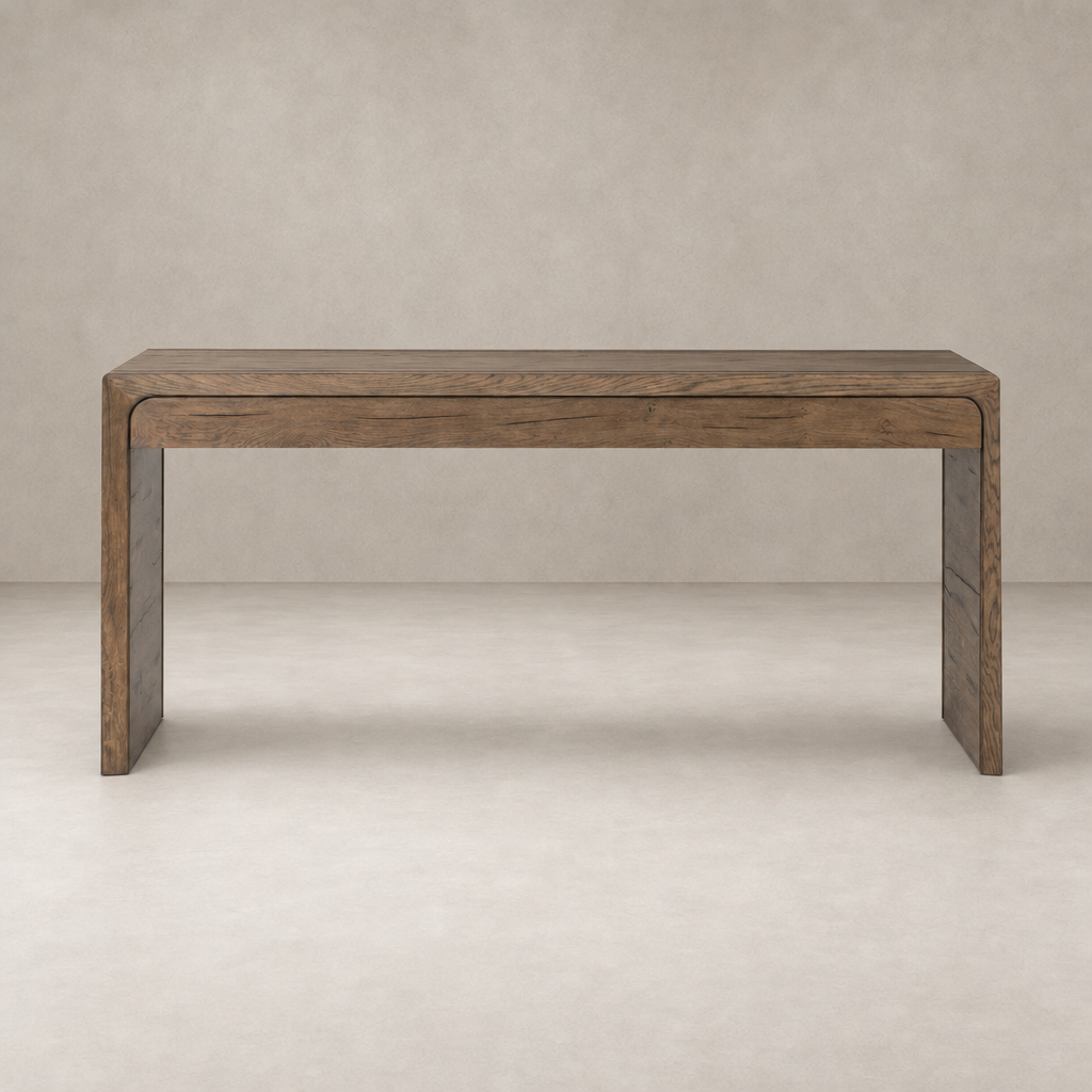 Rustic grey Zinnia Desk with sleek lines and a minimalist design.