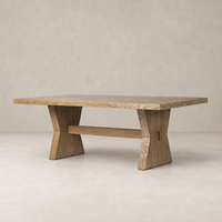 Pelton Dining Table in drifted oak with a stylish, modern design and sturdy legs.