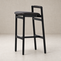 Nadia Bar + Counter Stool in Sonoma Black with curved seat and unique handle design.