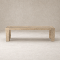 Brisa Dining Table in whitewash rustic wormwood oak, featuring a sturdy rectangular design.