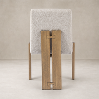 Romy Dining Chair in Somerton Ash features a textured back and unique wooden detailing.