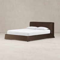 Brussels Coffee slipcover bed with a modern design and clean lines.
