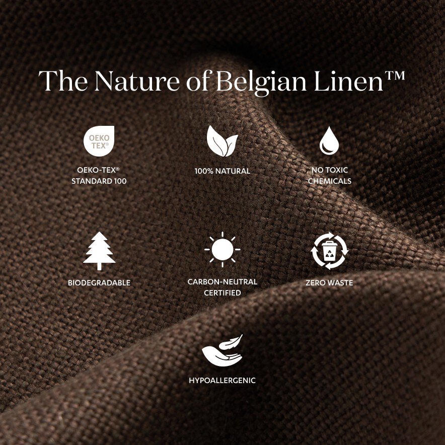 Brussels Coffee slipcover bed showcasing soft, textured natural linen fabric.