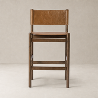 Bremen Bar + Counter Stool in Sonoma Butterscotch with leather seat and backrest.