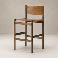 Bremen Bar + Counter Stool in Sonoma Butterscotch with a sleek wood frame.