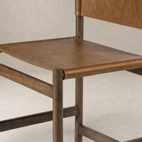 Bremen Bar + Counter Stool in Sonoma Butterscotch with sleek leather seat and wooden frame.