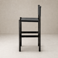 Bremen Bar + Counter Stool in Sonoma Black with Charcoal Parawood finish, showcasing sleek lines.