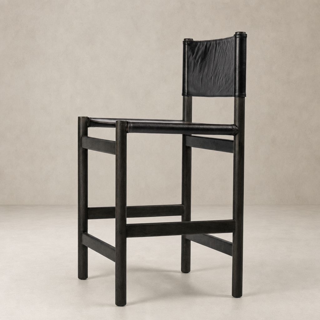 Bremen Bar + Counter Stool in Sonoma Black with Charcoal Parawood, showcasing sleek design and sturdy frame.