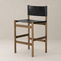 Bremen Bar + Counter Stool in Sonoma Black with solid parawood frame and sleek design.