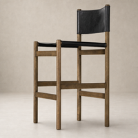 Bremen Bar + Counter Stool in Sonoma Black with solid Parawood frame.