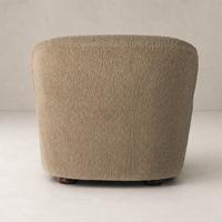 Ojai Chair in Sheepskin Camel with a soft, textured finish and rounded silhouette.