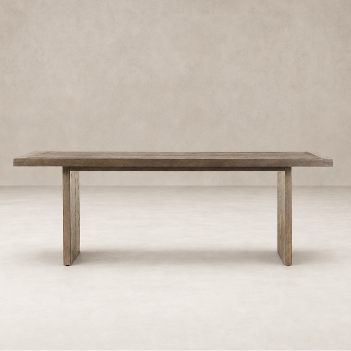 Worn Oak Sevilla Dining Table with minimalist design and sturdy rectangular top.