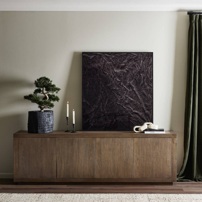 Worn Oak Whitby Sideboard featuring sleek design in a modern living room setting.