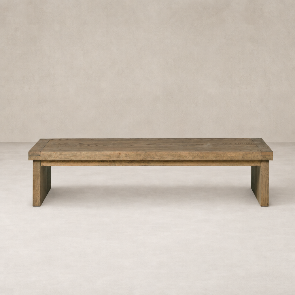 Darby Coffee Table in worn oak featuring a sleek rectangular design and sturdy legs.