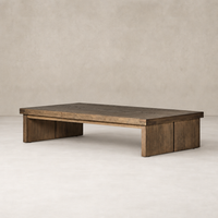 Stylish Darby Coffee Table in worn oak, featuring a sleek rectangular top and sturdy block legs.