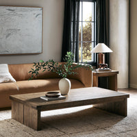 Darby Coffee Table in Worn Oak showcasing a modern design with clean lines.