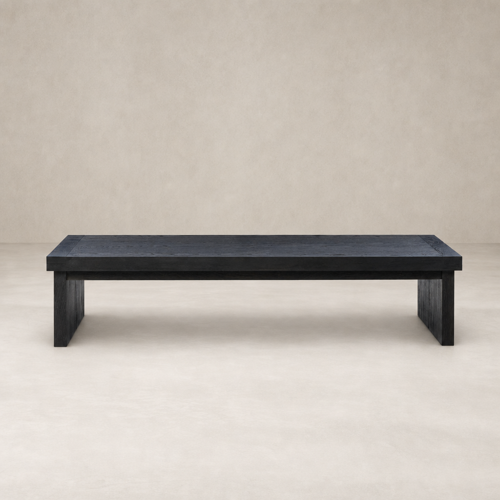 Worn black Darby Coffee Table with a sleek, minimalist rectangular design.