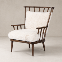 Whitley Chair in Andes Natural with plush upholstery and stylish wooden frame.