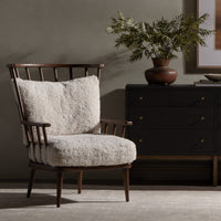 Whitley Chair in Andes Natural featuring a plush, textured seat and elegant wooden frame.