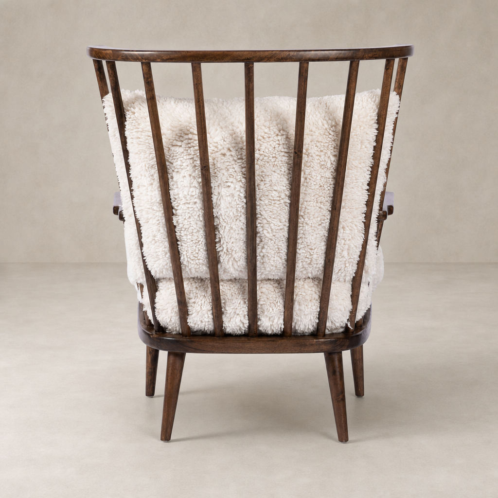 Whitley Chair in Andes Natural with plush, cozy back cushion and elegant wooden frame.
