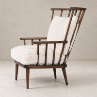 Whitley Chair in Andes Natural featuring a plush, textured seat and wooden frame.