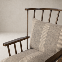 Whitley Chair in Manchester Flint with a slatted back and striped cushion design.