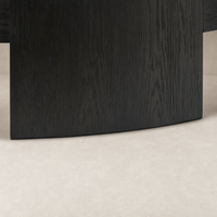 Hastings Coffee Table in charcoal oak featuring a sleek curved edge design.