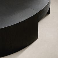 Hastings Coffee Table featuring a sleek charcoal oak finish with smooth, rounded edges.
