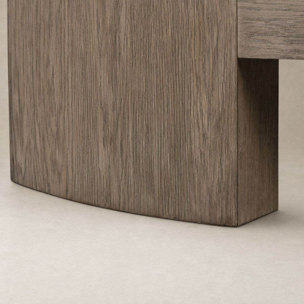 Hastings Coffee Table corner detail showcasing warm natural flat oak finish.