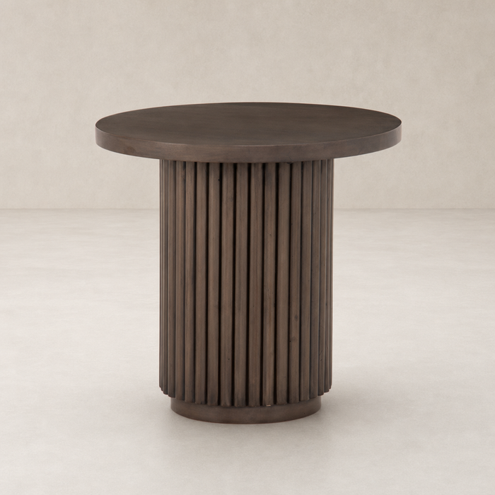 Stylish Ashford End Table with a round top and fluted pedestal base.