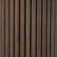 Close-up of Ashford End Table showcasing its smooth, dark wooden finish and distinctive stripe pattern.