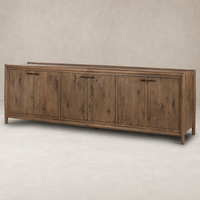 Belmont 6 Door Sideboard in weathered oak with natural wood grain and sleek handles.