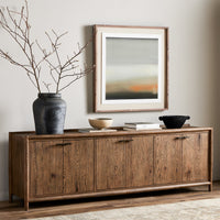Belmont 6 Door Sideboard in weathered oak showcasing modern design and rustic charm.