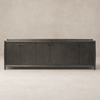 Belmont 6 Door Sideboard in Smoked Black Resawn Oak with sleek lines and modern design.
