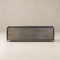 Belmont 6 Door Sideboard in Smoked Black Resawn Oak with sleek minimalist design.
