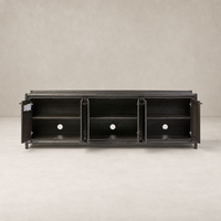 Belmont 6 Door Sideboard in Smoked Black Resawn Oak, featuring ample storage space and sleek design.