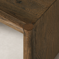 Weathered Oak Fairview Coffee Table corner detail showcasing natural wood grain and smooth finish.